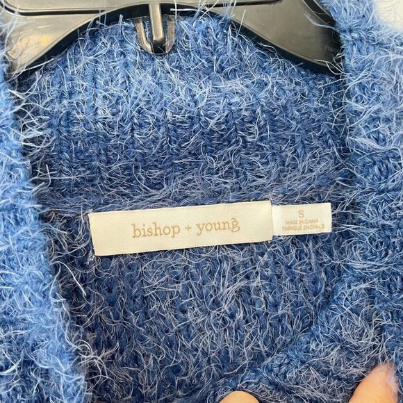 Bishop + Young Womens Pullover Crochet Long Sleeve Sweater Blue S Turtle Neck - Picture 4 of 5